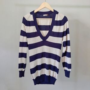 Aritzia Wilfred V-Neck Striped Knit Sweater Size XS Tencel Cashmere